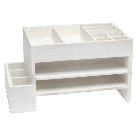 ELEGANT DESIGNS Home Office Tiered Desk Organizer with Storage Cubbies and Letter Tray, White Wash HG1021-WWH